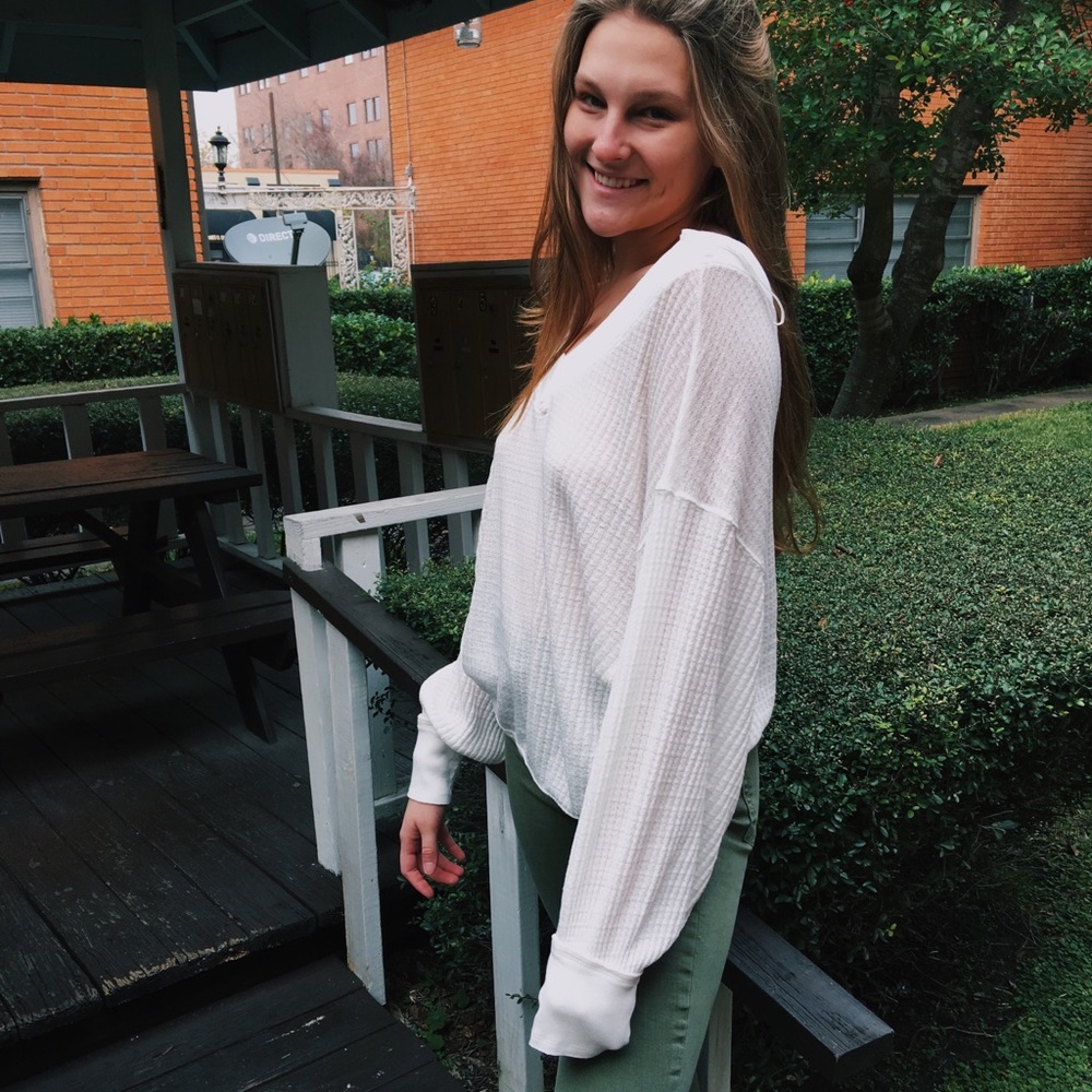 FREE PEOPLE ivory long sleeve top size S